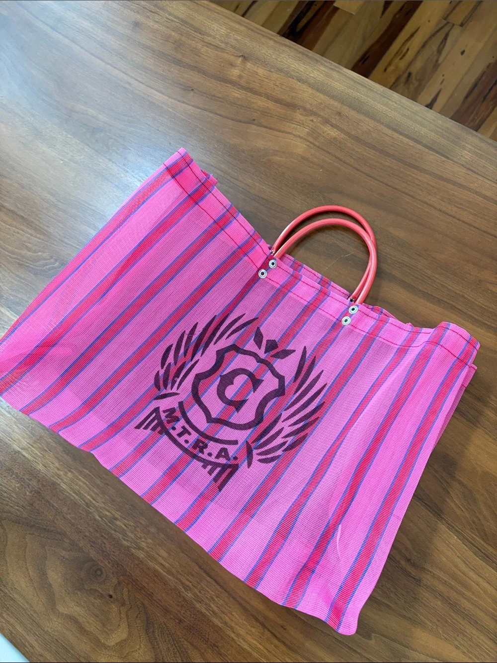 NEW Consuela Fiesta Pink Striped Shopping Tote Mesh